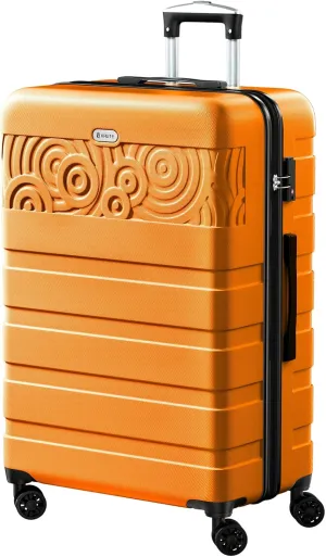 Krute 28 Inch Checked Spinner Wheels Large Suitcase - Lightweight Hard Shell PC ABS TSA Lock Luggage (Orange)