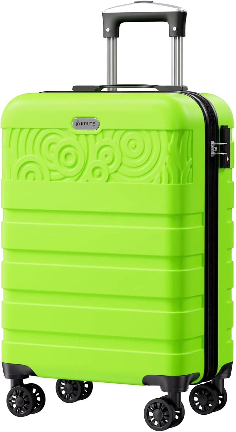 Krute Carry On Luggage 22x14x9 Airline Approved Hard Shell Luggage with Spinner Wheels, 20 Inch PC&ABS TSA Lock kids suitcaseAppleGreen