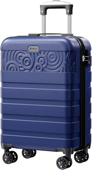 Krute Carry On Luggage 22x14x9 Airline Approved Hard Shell Luggage with Spinner Wheels, 20 Inch PC&ABS TSA Lock kids suitcaseDarkBlue