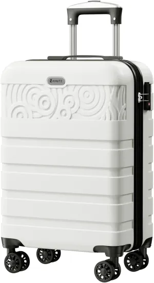 Krute Carry On Luggage 22x14x9 Airline Approved Hard Shell Luggage with Spinner Wheels, 20 Inch PC&ABS TSA Lock kids suitcaseWhite