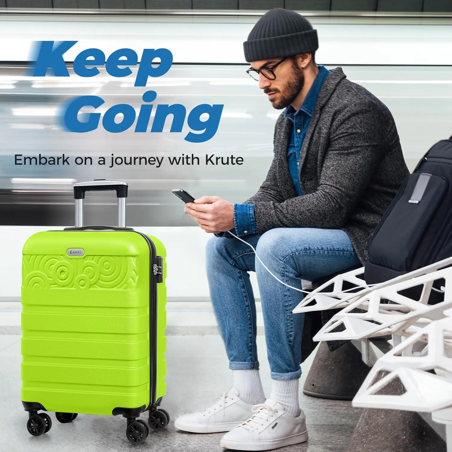 Krute Luggage Sets 3 Piece Luggages PC ABS Hardshell Suitcase with Wheels TSA Lock Approved Carry on Suitcase