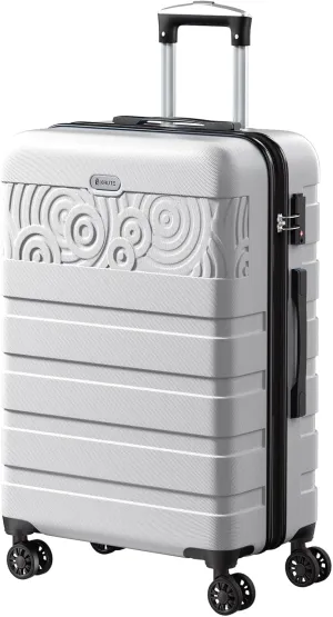 Krute Luggage Suitcases with Wheels 24 Inch Checked Luggage with Spinner Wheels Lightweight PC ABS TSA Lock Hard Shell Luggage Unique PatternsSilver