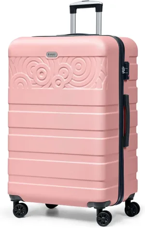 Krute Suitcase, 28 Inch Luggage With Spinner Wheels, Large Suitcase Lightweight Hard Shell PC ABS TSA Lock Checked Luggage (Pink