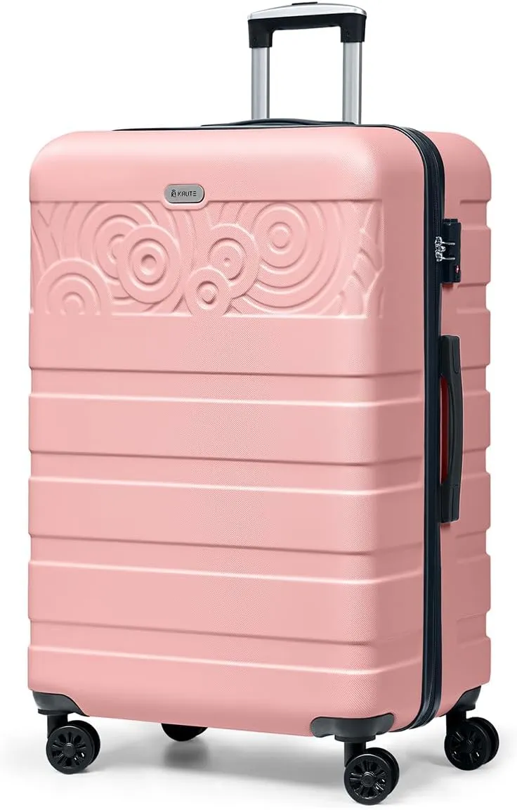 Krute Suitcase, 28 Inch Luggage With Spinner Wheels, Large Suitcase Lightweight Hard Shell PC ABS TSA Lock Checked Luggage (Pink