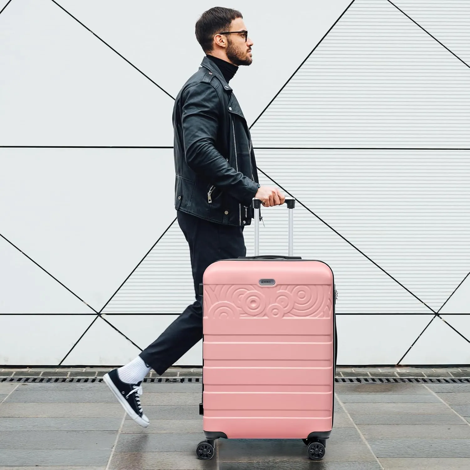 Krute Suitcase, 28 Inch Luggage With Spinner Wheels, Large Suitcase Lightweight Hard Shell PC ABS TSA Lock Checked Luggage (Pink