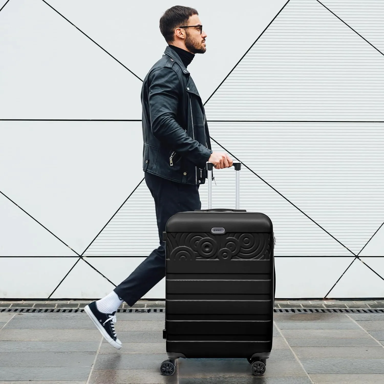 Krute Suitcase, 28 Inch Luggage With Spinner Wheels, Large Suitcase Lightweight Hard Shell PC ABS TSA Lock Checked LuggageBlack