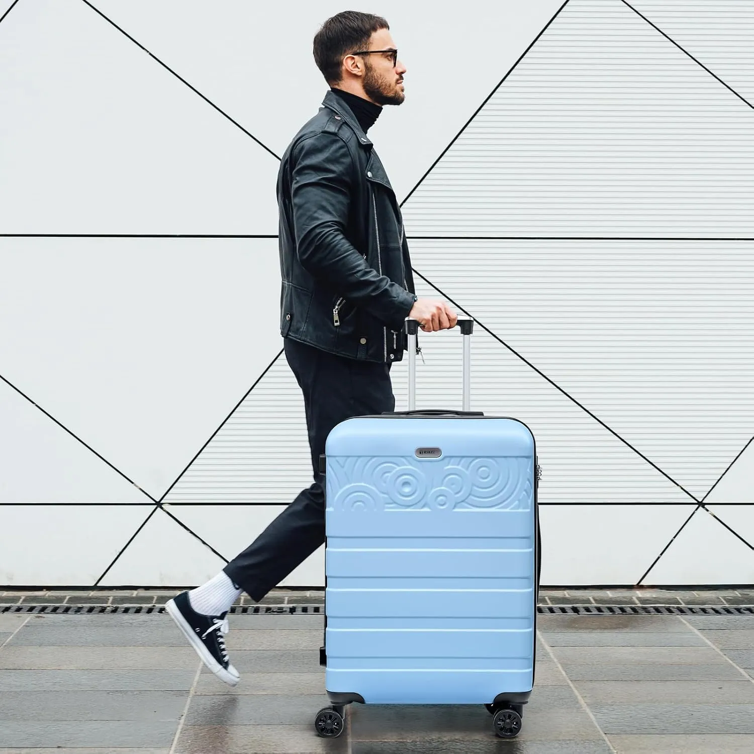 Krute Suitcase, 28 Inch Luggage With Spinner Wheels, Large Suitcase Lightweight Hard Shell PC ABS TSA Lock Checked LuggageLightBlue