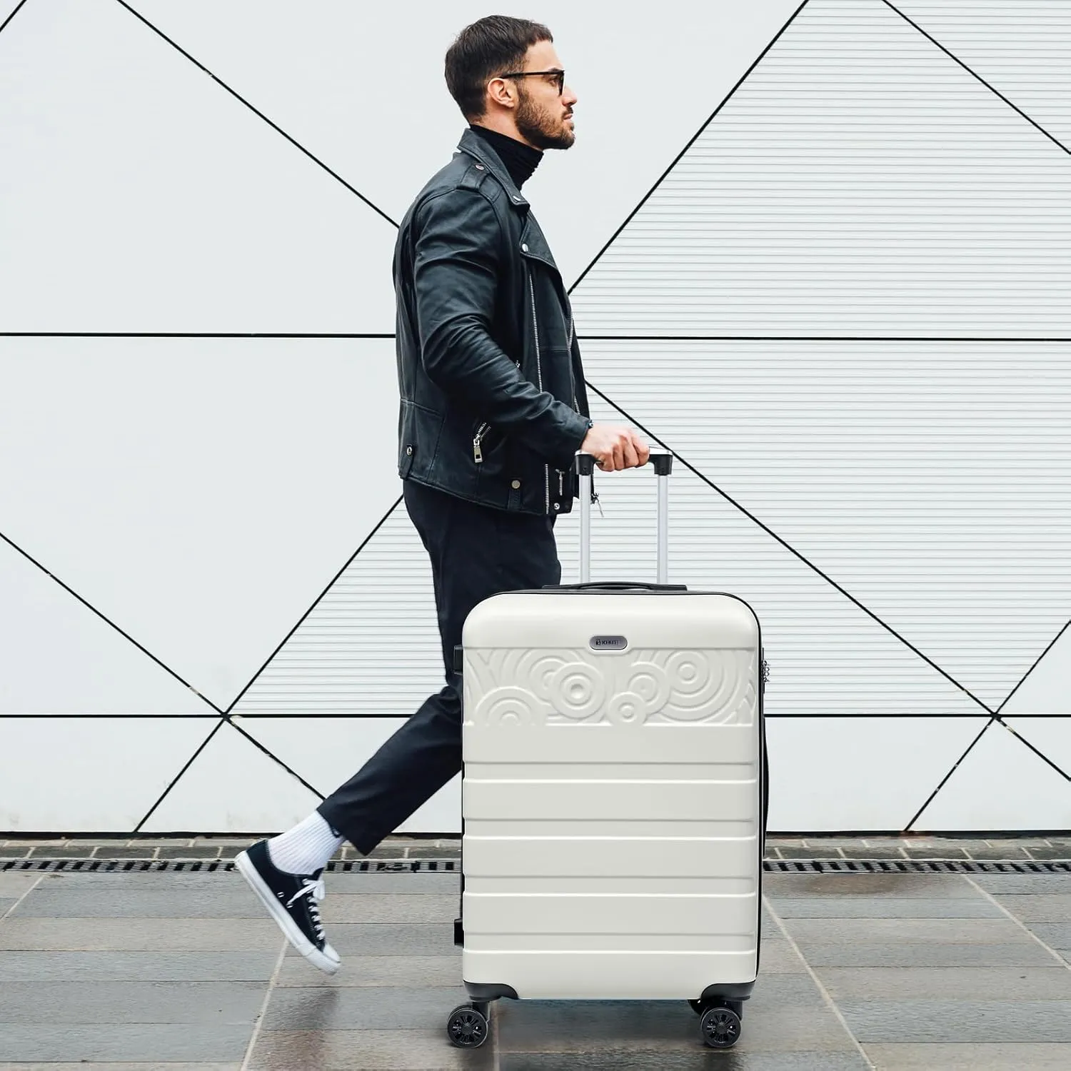 Krute Suitcase, 28 Inch Luggage With Spinner Wheels, Large Suitcase Lightweight Hard Shell PC ABS TSA Lock Checked LuggageWhite