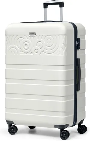 Krute Suitcase, 28 Inch Luggage With Spinner Wheels, Large Suitcase Lightweight Hard Shell PC ABS TSA Lock Checked LuggageWhite