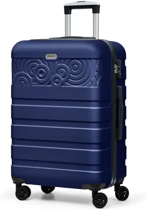 Krute Suitcases with Wheels, 24 Inch Checked Luggage with Spinner Wheels, Lightweight PC ABS TSA Lock Hard Shell Luggage Unique PatternsDarkBlue