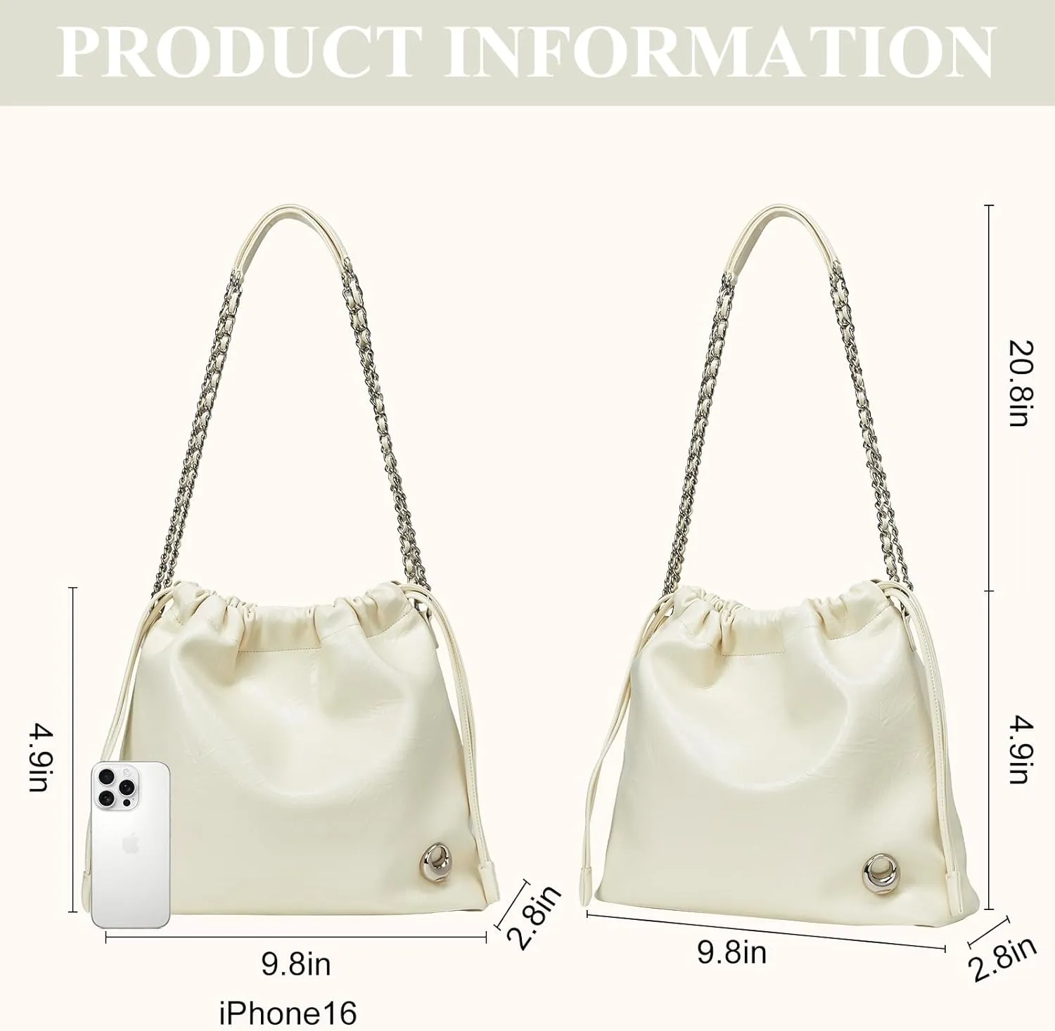 LA FESTIN Leather Bag for Women - Stylish Crossbody Purse with Chain Strap, Luxury Soft Shoulder Bag, Tote for Work & Travel