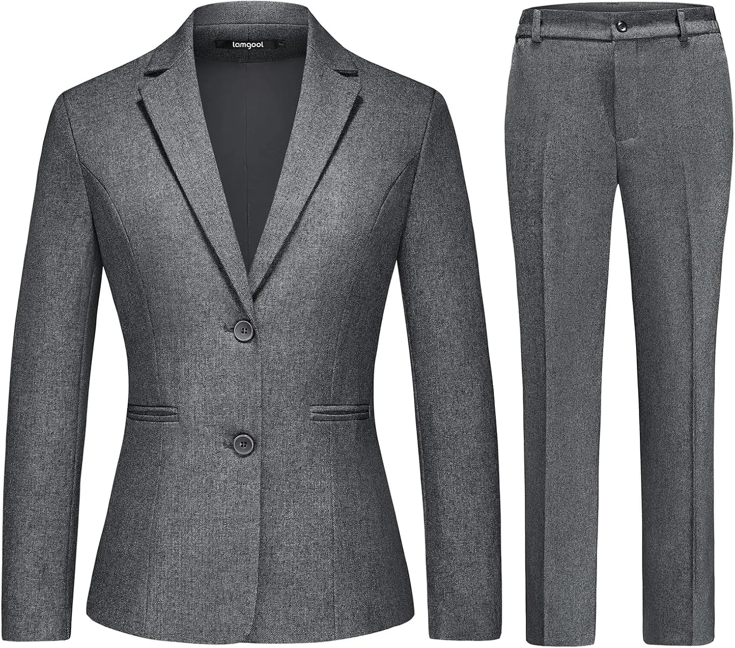 Lamgool Women's 2 Piece Business Suit Single Breasted Blazer Pant Set Slim Fit for Work Office Daily Wear