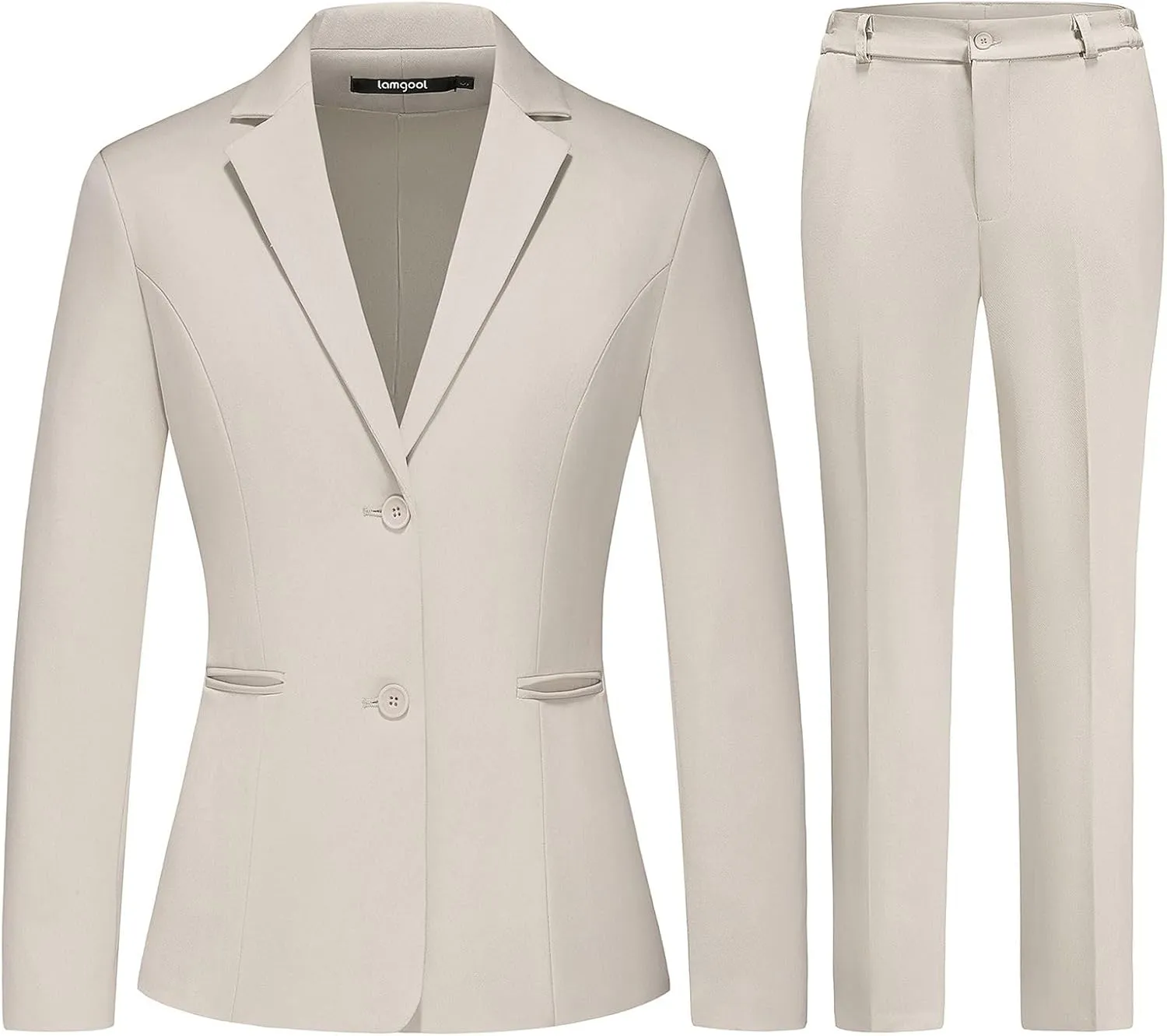 Lamgool Women's 2 Piece Business Suit Single Breasted Blazer Pant Set Slim Fit for Work Office Daily Wear