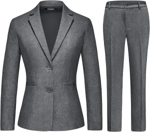 Lamgool Women's 2 Piece Business Suit Single Breasted Blazer Pant Set Slim Fit for Work Office Daily Wear