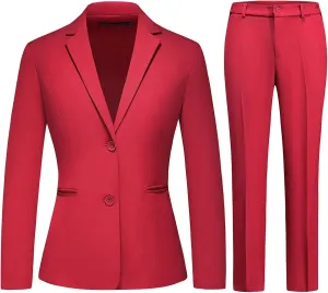 Lamgool Women's 2 Piece Business Suit Single Breasted Blazer Pant Set Slim Fit for Work Office Daily Wear