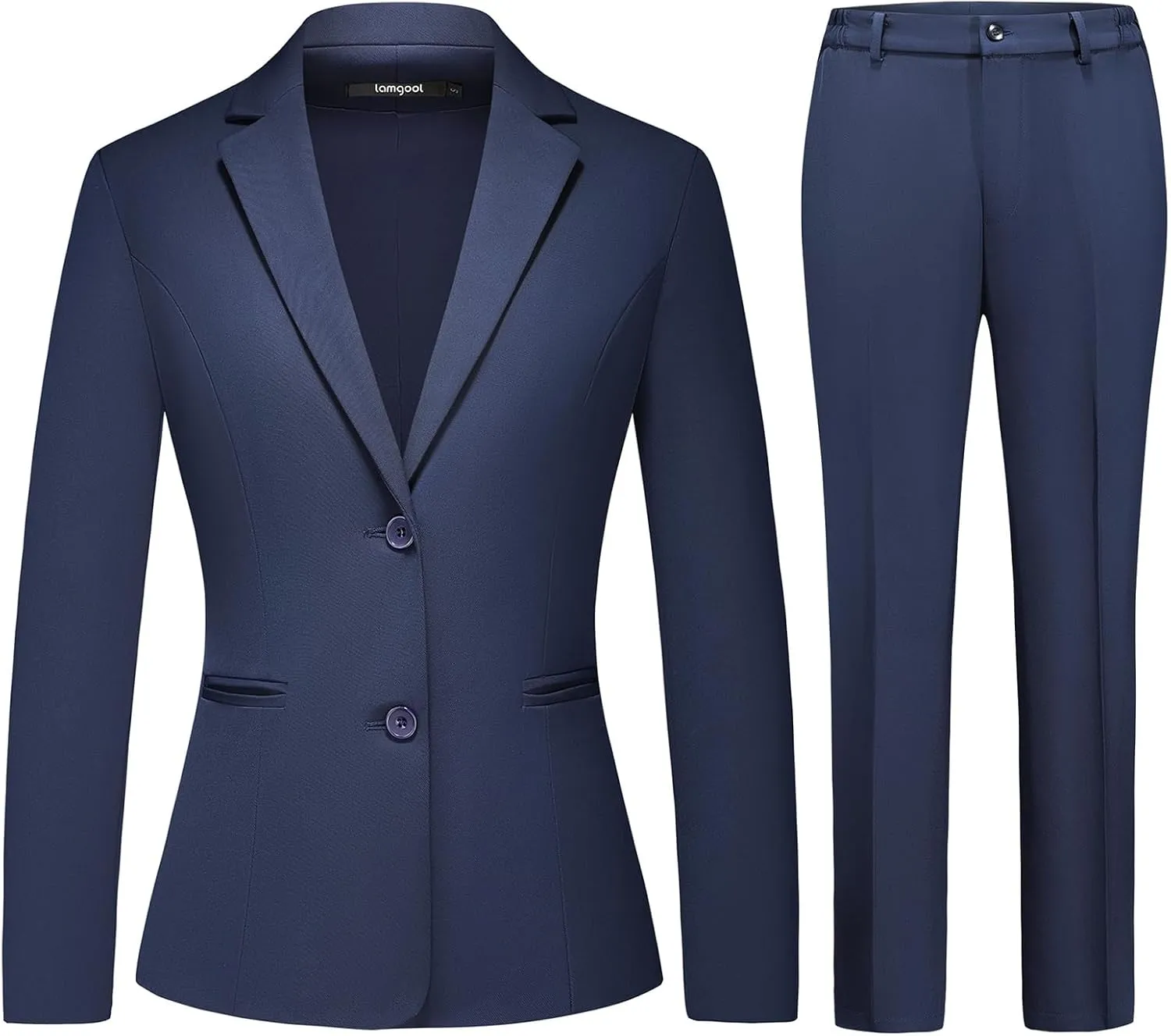 Lamgool Women's 2 Piece Business Suit Single Breasted Blazer Pant Set Slim Fit for Work Office Daily Wear