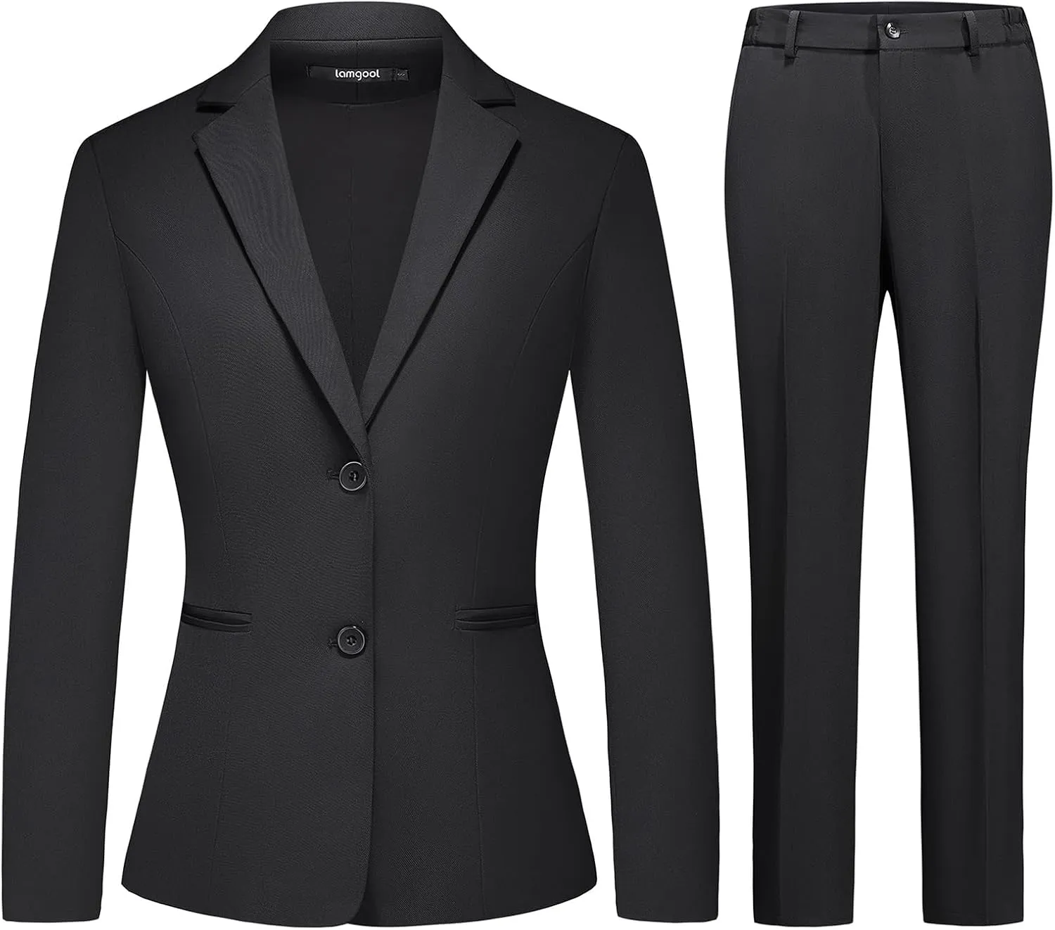Lamgool Women's 2 Piece Business Suit Single Breasted Blazer Pant Set Slim Fit for Work Office Daily Wear