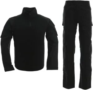 LANBAOSI Men's Tactical Combat Shirt and Pants Set Long Sleeve Woodland Hunting Military Uniform 1/4 Zip