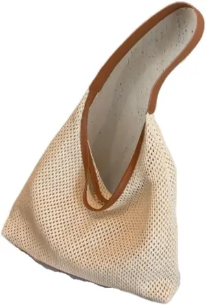 Large capacity Bag Stylish Irregular - shaped Straw Handbag with Leather Trim: Lead the Trend Ladies shoulder Bag