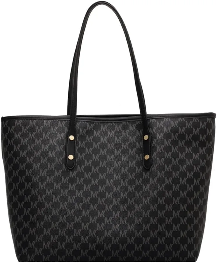 Large Plaid Tote Bag for Women - Stylish Leather Zipper Handbag & Shoulder Purse for Casual Commuting (Brown)