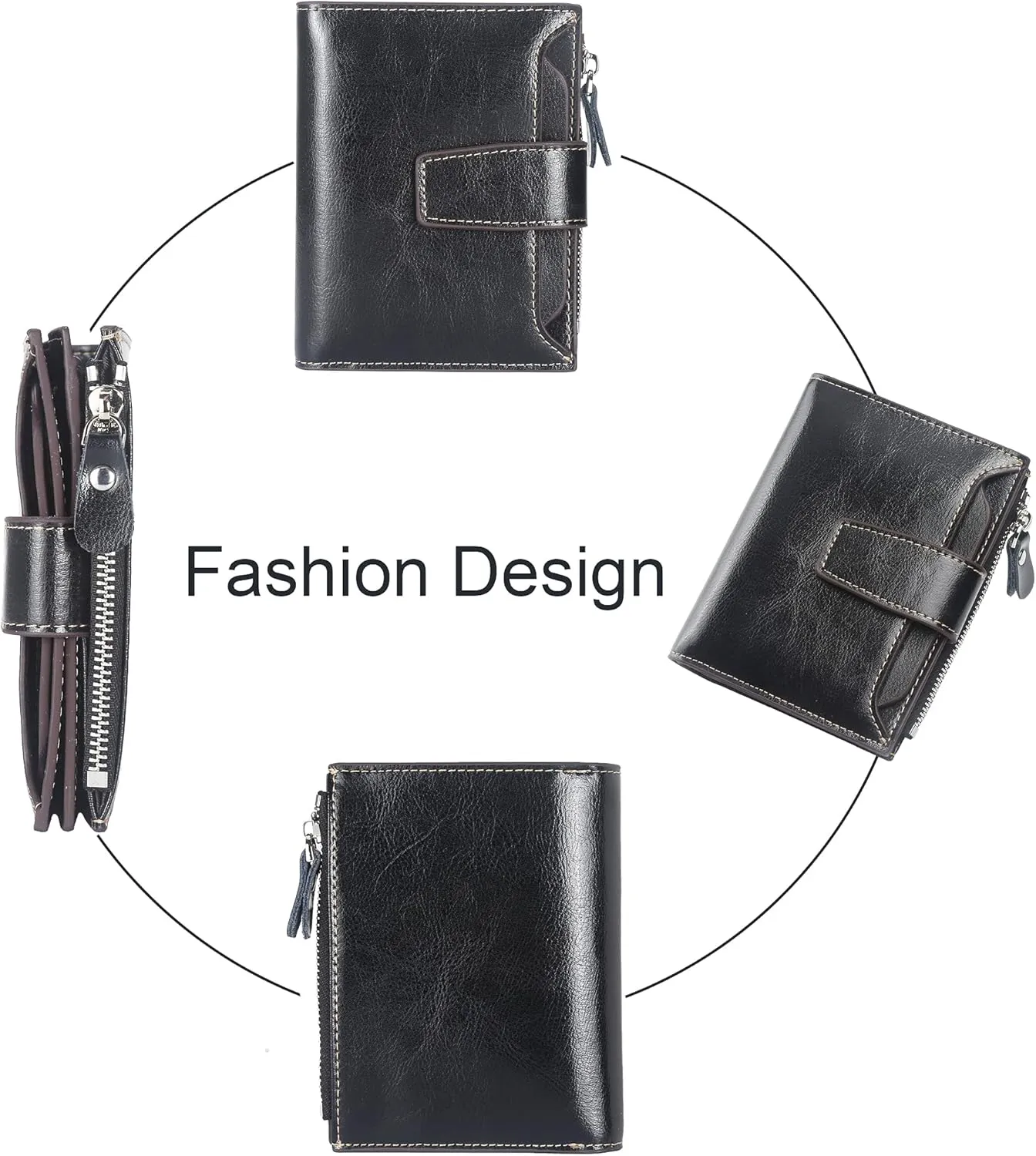 Lavemi Small Compact Women Wallet RFID Blocking Genuine Leather Bifold Purse with ID Windows