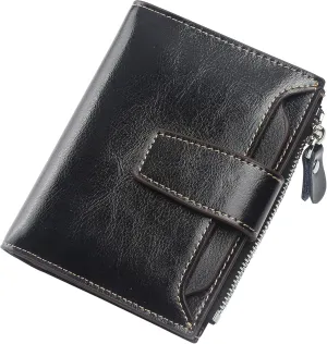 Lavemi Small Compact Women Wallet RFID Blocking Genuine Leather Bifold Purse with ID Windows