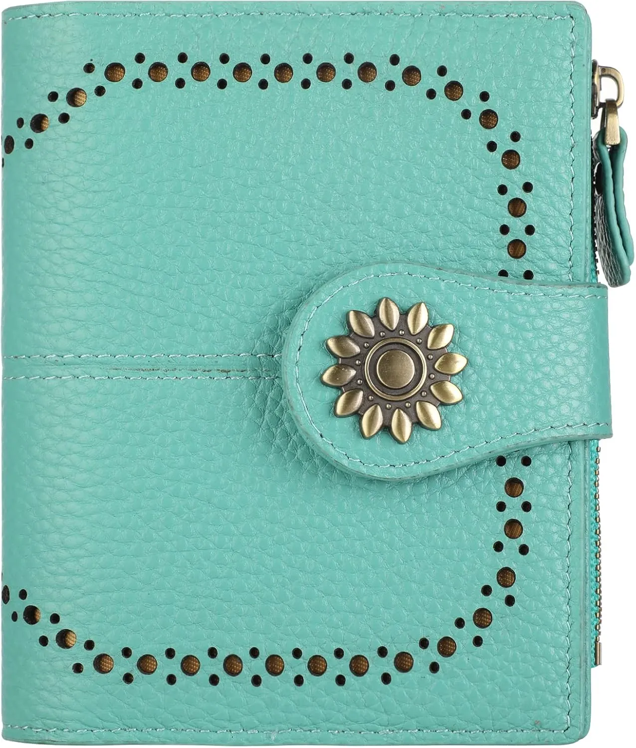 Lavemi Womens Leather Wallet Small Compact RFID Blocking Credit Card Case Purse with Zipper Pocket