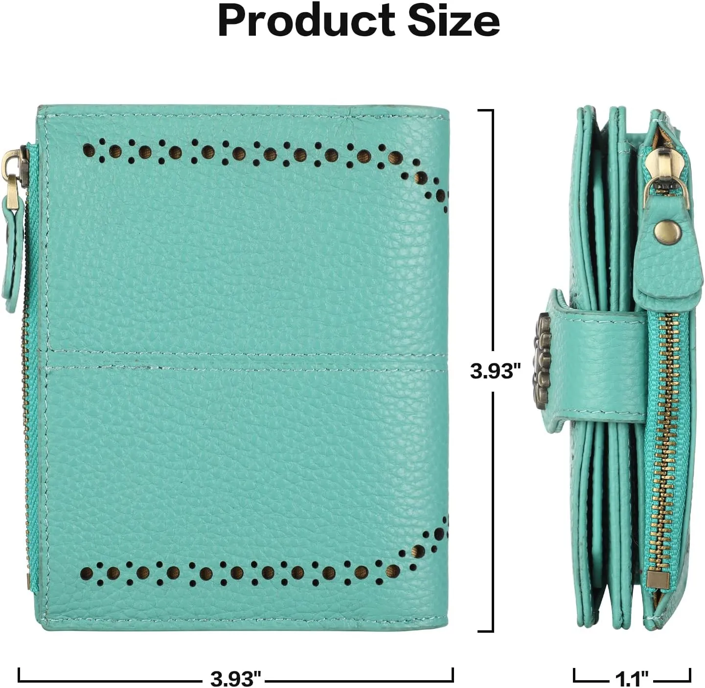 Lavemi Womens Leather Wallet Small Compact RFID Blocking Credit Card Case Purse with Zipper Pocket
