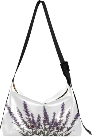 Lavender Purple Crossbody Bag for Women Men with Adjustable Strap PU Leather Shoulder Hobo Purse Bag 20858393