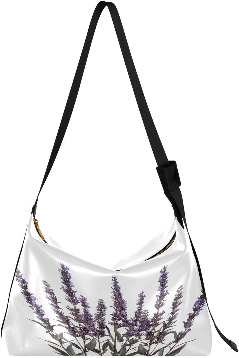 Lavender Purple Crossbody Bag for Women Men with Adjustable Strap PU Leather Shoulder Hobo Purse Bag 20858393