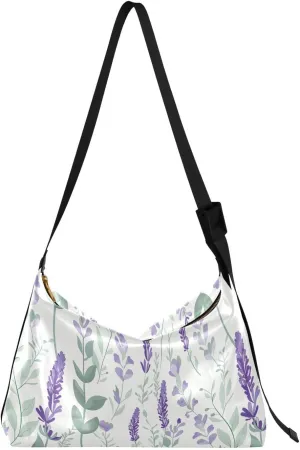 Lavender Purple Crossbody Bag for Women Men with Adjustable Strap PU Leather Shoulder Hobo Purse Bag 20858423
