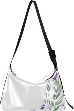 Lavender Purple Crossbody Bag for Women Men with Adjustable Strap PU Leather Shoulder Hobo Purse Bag 20858450