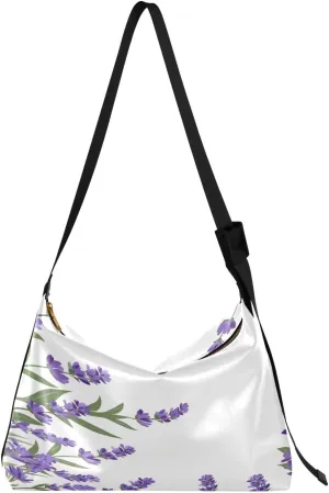 Lavender Purple Crossbody Bag for Women Men with Adjustable Strap PU Leather Shoulder Hobo Purse Bag 20858453