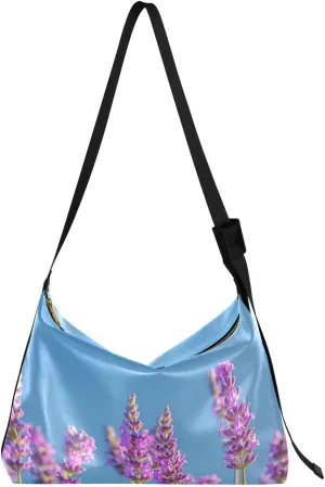 Lavender Purple Crossbody Bag for Women Men with Adjustable Strap PU Leather Shoulder Hobo Purse Bag 20858463