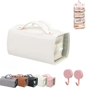 Leather Cosmetic Bag, Cosmetic Travel Bag, Leather Waterproof Cosmetic Bag, Detachable Compact Toiletry Bag