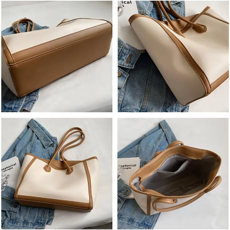Leather Tote Bag for Women Stylish Shoulder Handbag Large Capacity Tote Purse Casual Work Bag Waterproof Shopping Bag