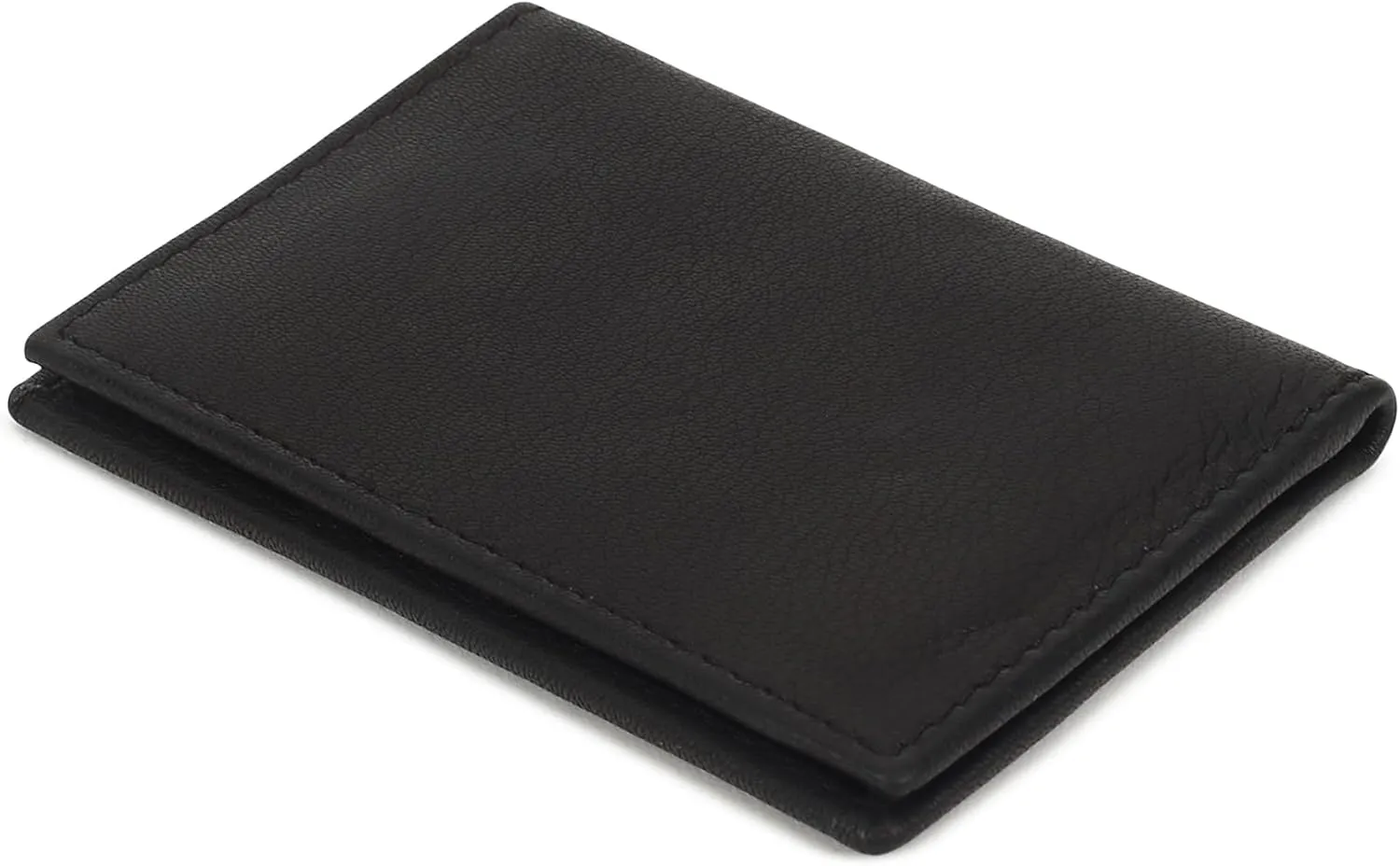 Leatherboss Genuine Leather Small Slim Bifold Wallet | Credit, Debit, ID Card Holder | Compact & Stylish with Clear ID Windows | Gift for Men, Black