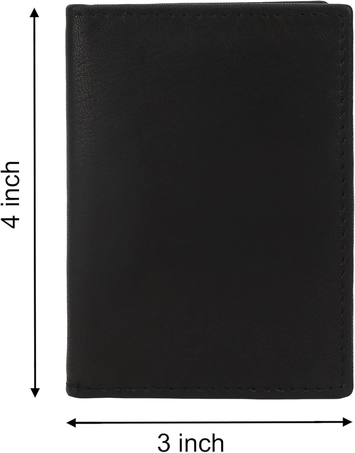 Leatherboss Genuine Leather Small Slim Bifold Wallet | Credit, Debit, ID Card Holder | Compact & Stylish with Clear ID Windows | Gift for Men, Black
