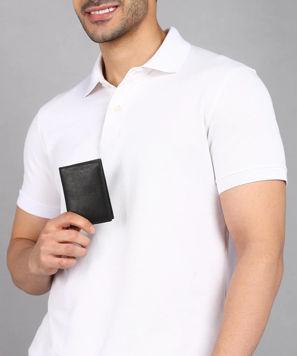 Leatherboss Genuine Leather Small Slim Bifold Wallet | Credit, Debit, ID Card Holder | Compact & Stylish with Clear ID Windows | Gift for Men, Black