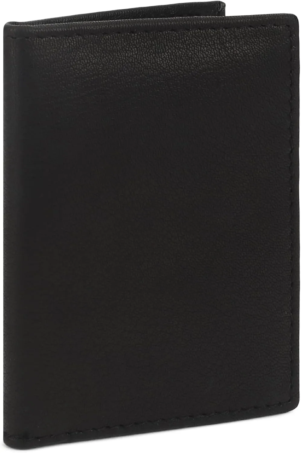 Leatherboss Genuine Leather Small Slim Bifold Wallet | Credit, Debit, ID Card Holder | Compact & Stylish with Clear ID Windows | Gift for Men, Black