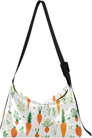 Leaves Carrot Crossbody Bag for Women Men with Adjustable Strap PU Leather Shoulder Hobo Purse Bag 20857490