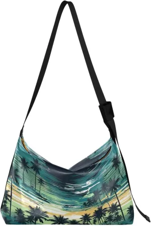 Leaves Palm Crossbody Bag for Women Men with Adjustable Strap PU Leather Shoulder Hobo Purse Bag 20849523