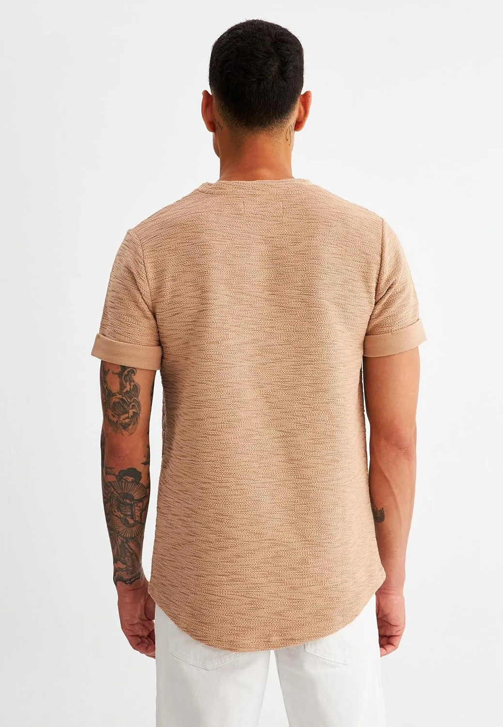 Leif Nelson Mens Oversize Slim Fit Crewneck Cotton T shirt Short Sleeve Classic Stylish Skin Friendly Tee