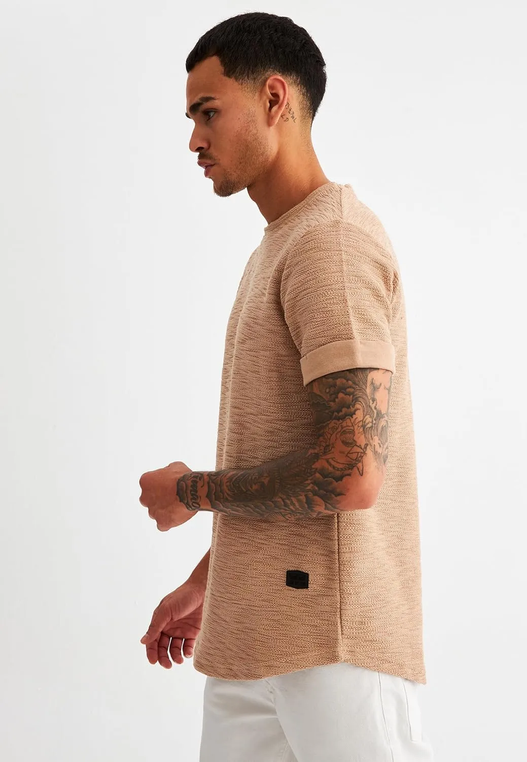 Leif Nelson Mens Oversize Slim Fit Crewneck Cotton T shirt Short Sleeve Classic Stylish Skin Friendly Tee