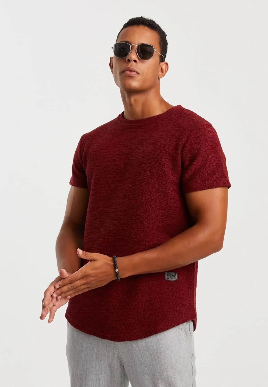 Leif Nelson Mens Oversize Slim Fit Crewneck Cotton T shirt Short Sleeve Classic Stylish Skin Friendly Tee