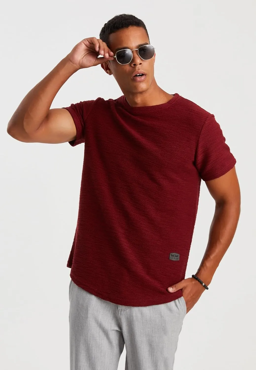Leif Nelson Mens Oversize Slim Fit Crewneck Cotton T shirt Short Sleeve Classic Stylish Skin Friendly Tee