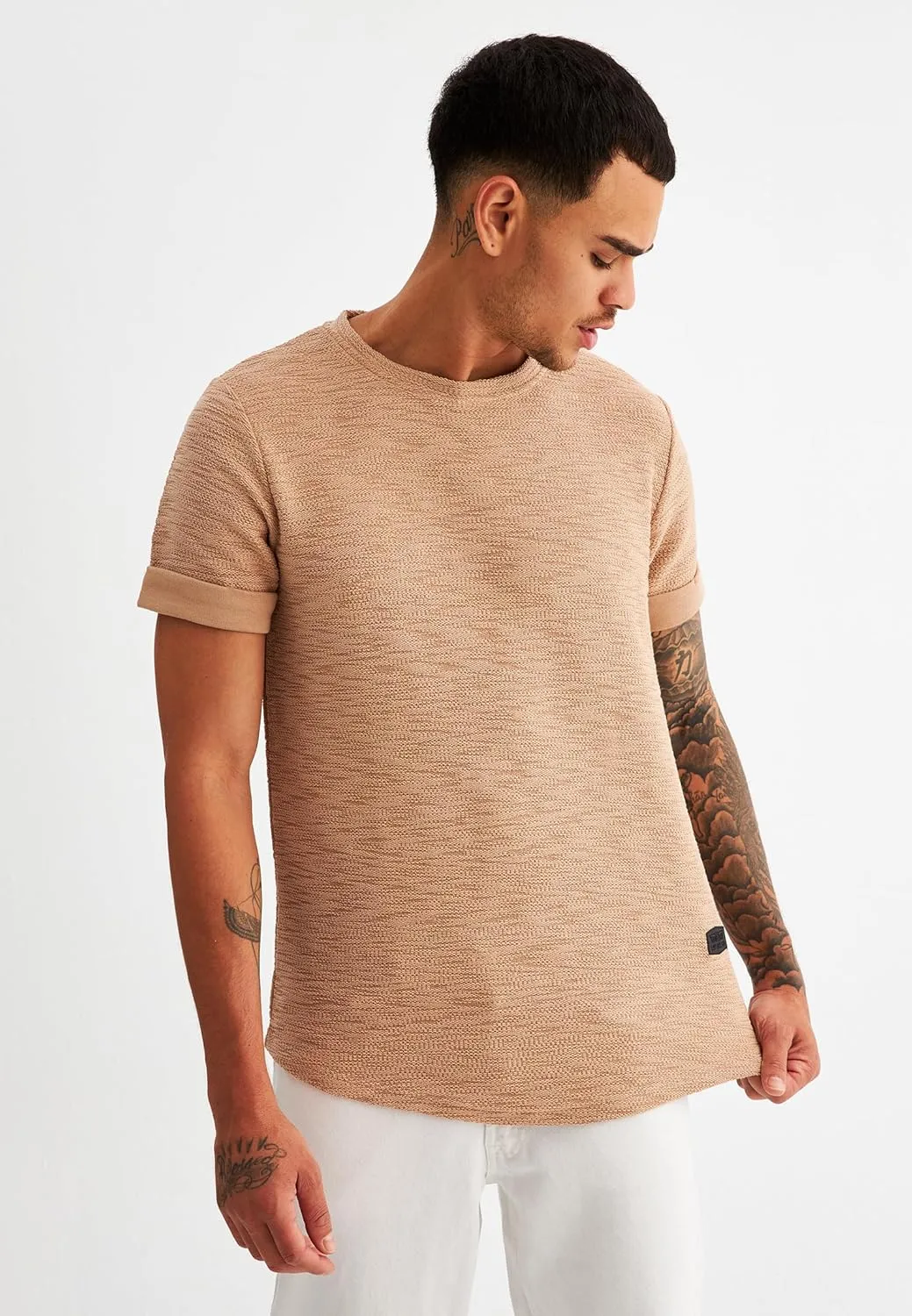 Leif Nelson Mens Oversize Slim Fit Crewneck Cotton T shirt Short Sleeve Classic Stylish Skin Friendly Tee