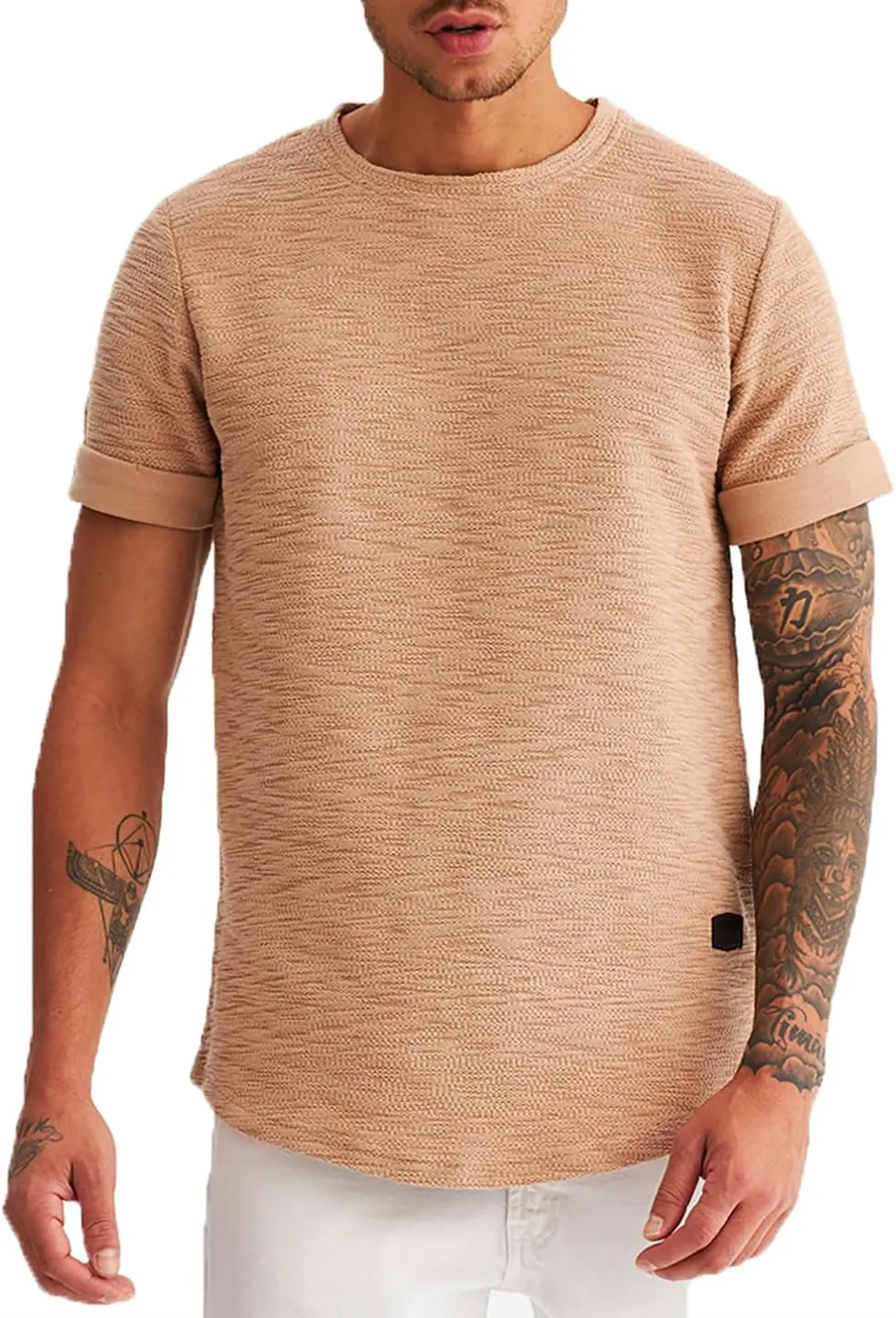 Leif Nelson Mens Oversize Slim Fit Crewneck Cotton T shirt Short Sleeve Classic Stylish Skin Friendly Tee