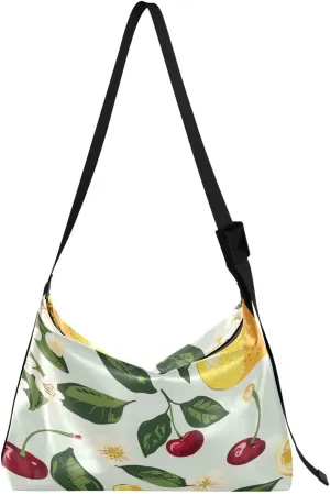 Lemons and Cherry Shoulder Bag for Women Waterproof PU Leather Hobo Bags Crossbody Purse with Zipper Closure