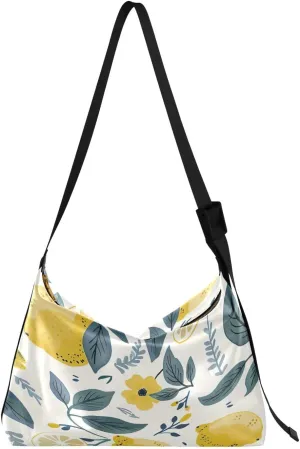 Lemons Pattern Shoulder Bag for Women Waterproof PU Leather Hobo Bags Crossbody Purse with Zipper Closure